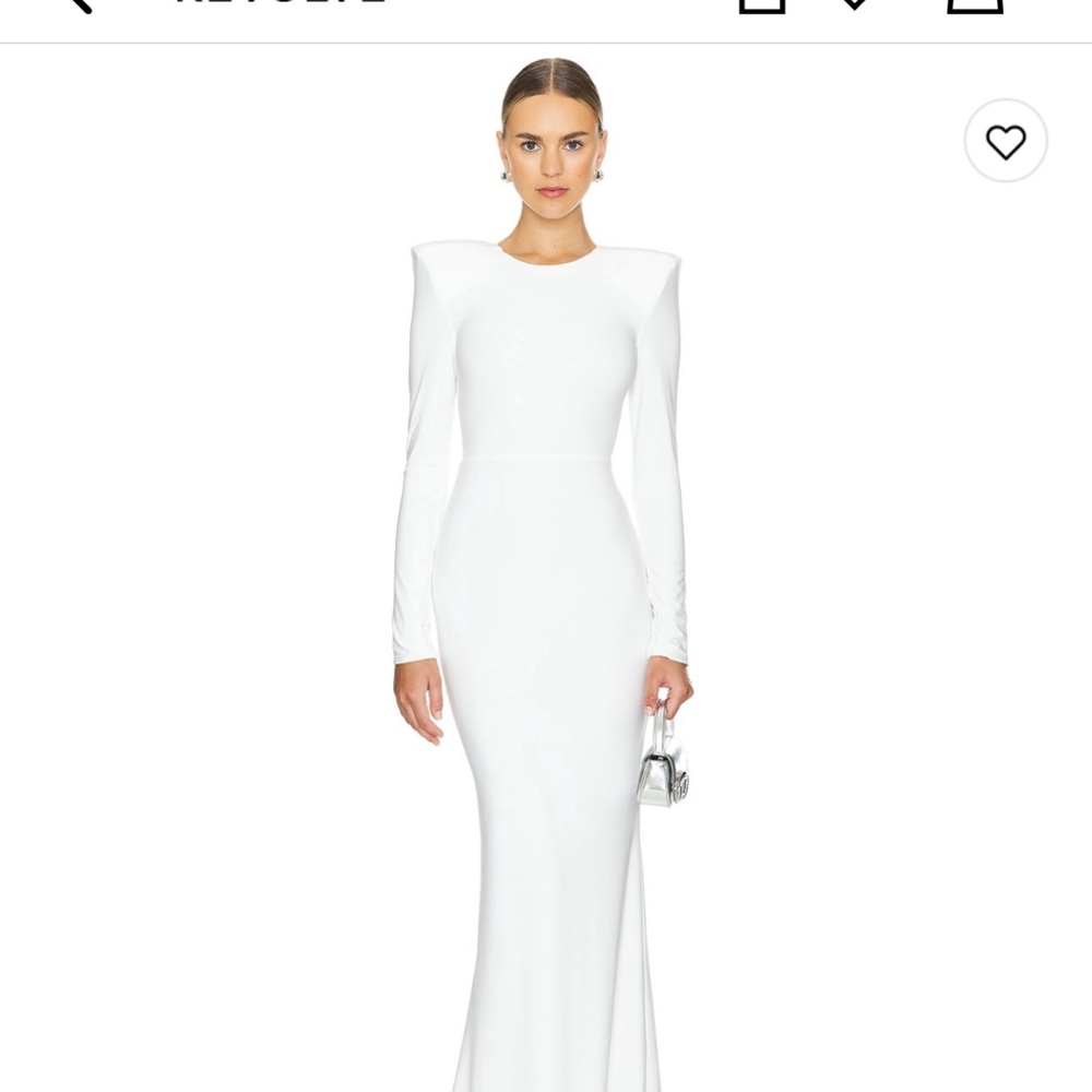 Zhivago Forte Gown White Long Sleeve Crew Neck Gown